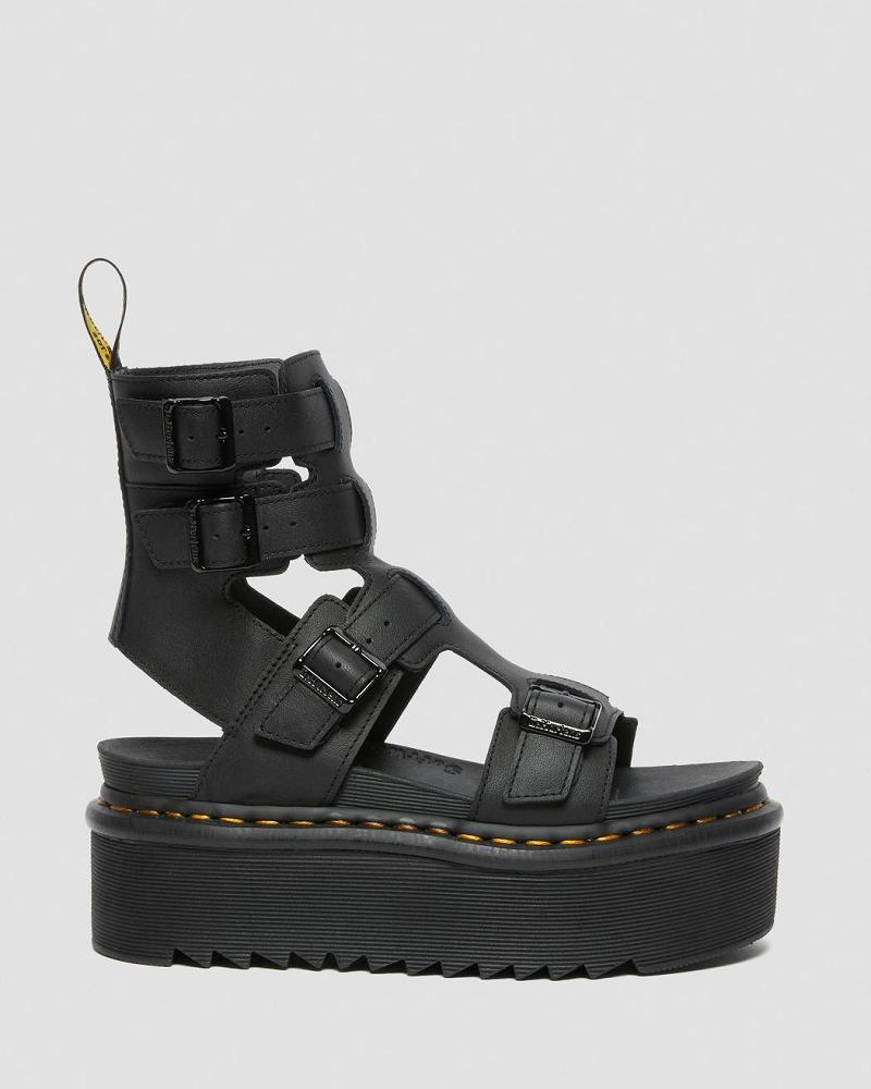 Women's Dr Martens Giavanna Leather Platform Platform Sandals Black | AU 310GSO